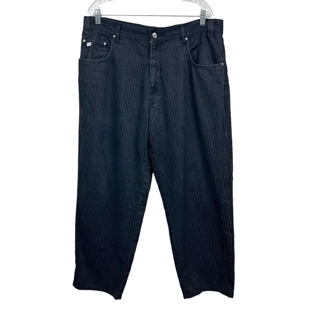 Marc Buchanan Exclusive Collection Mens Pants Tapered Stripe Black Flat Front38*